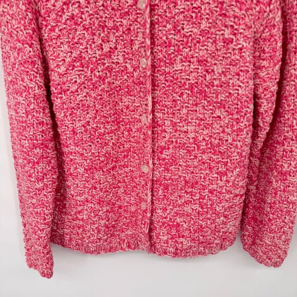 Talbots Womens Hand-Knit chunky Pink Cardigan Sweater size XL 100% Cotton - Picture 5 of 13